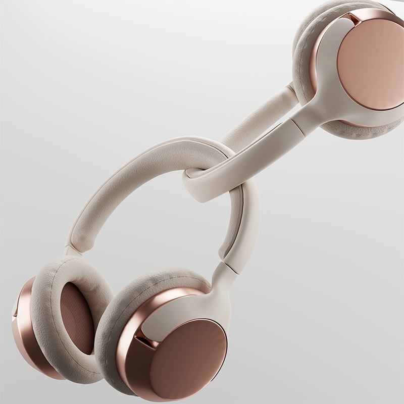 A close-up of headphones in an abstract surrounding